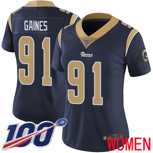 Los Angeles Rams Limited Navy Blue Women Greg Gaines Home Jersey NFL Football #91 100th Season Vapor Untouchable->los angeles rams->NFL Jersey